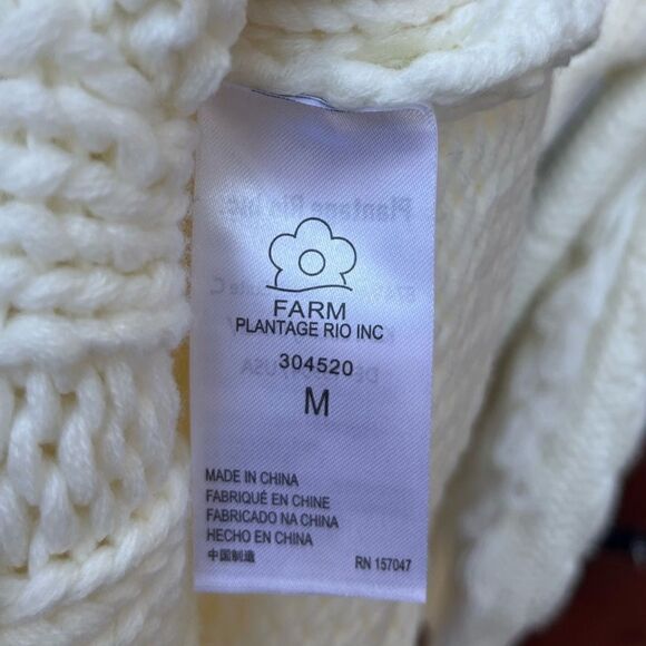 FARM RIO White Sweater Dress Cable Knit Long Sleeve High Neck Size M - Picture 6 of 6